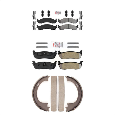 Front Rear Semi-Metallic Disc Brake Pads And Parking Shoes Kit For Ford F-250 KNN-100527