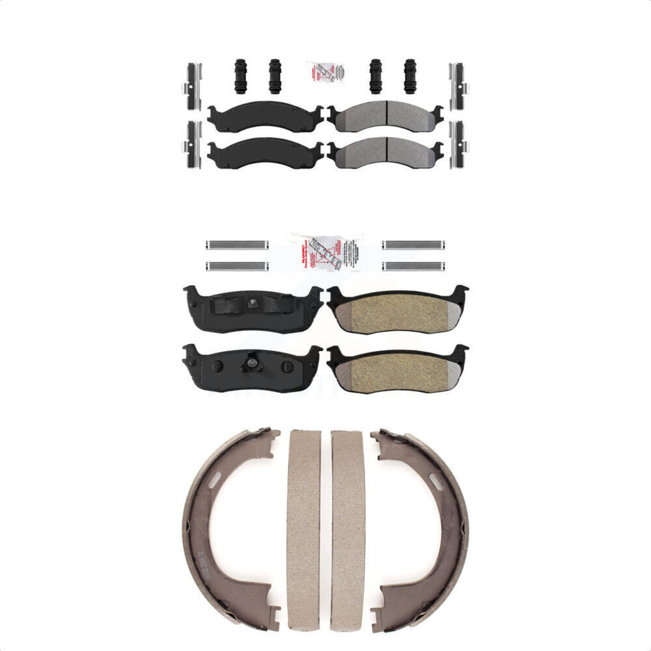 Front Rear Semi-Metallic Disc Brake Pads And Parking Shoes Kit For Ford F-250 KNN-100527