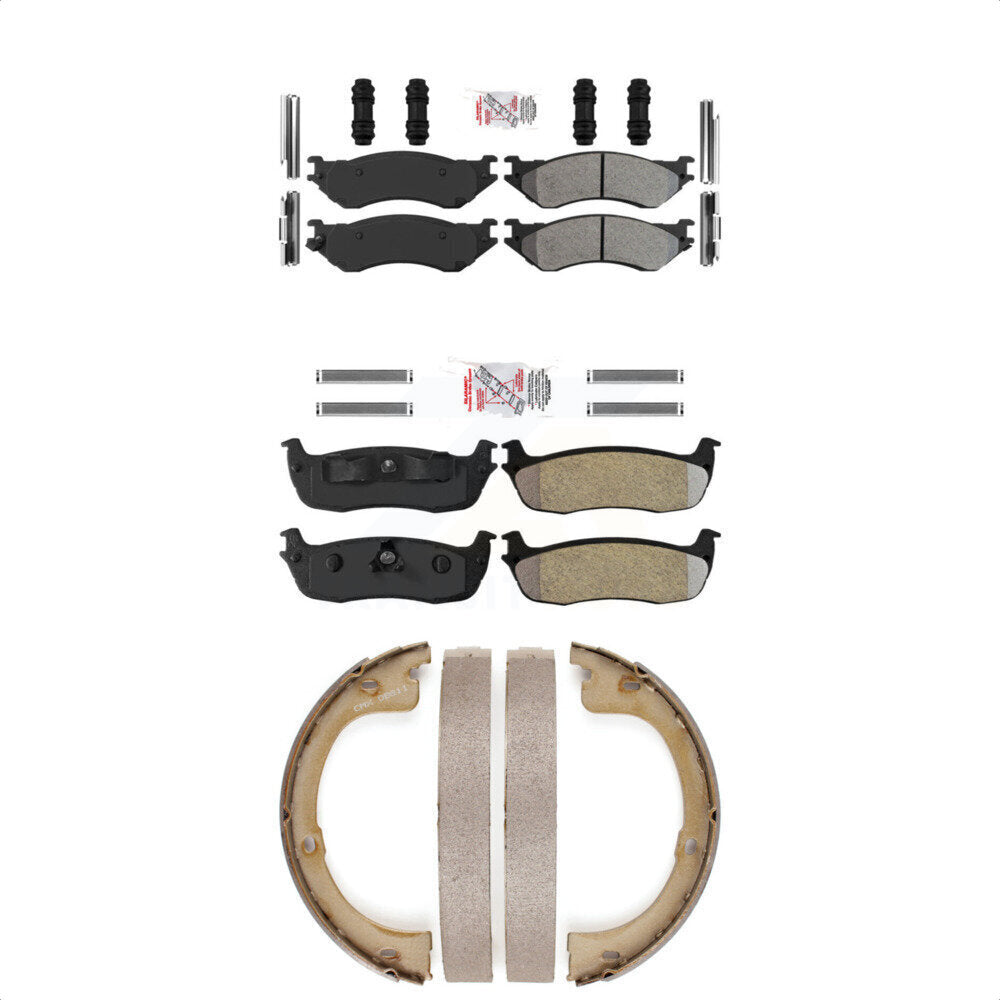 Front Rear Semi-Metallic Disc Brake Pads And Parking Shoes Kit For KNN-100528