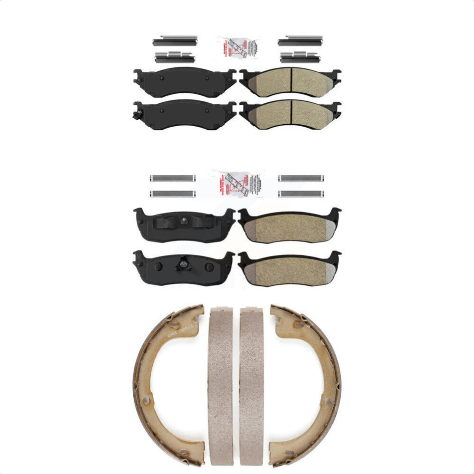 Front Rear Semi-Metallic Disc Brake Pads And Parking Shoes Kit For KNN-100529