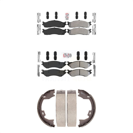 Front Rear Semi-Metallic Disc Brake Pads And Parking Shoes Kit For Dodge Ram KNN-100535