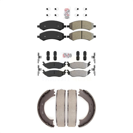 Front Rear Semi-Metallic Disc Brake Pads And Parking Shoes Kit For Dodge Ram KNN-100537