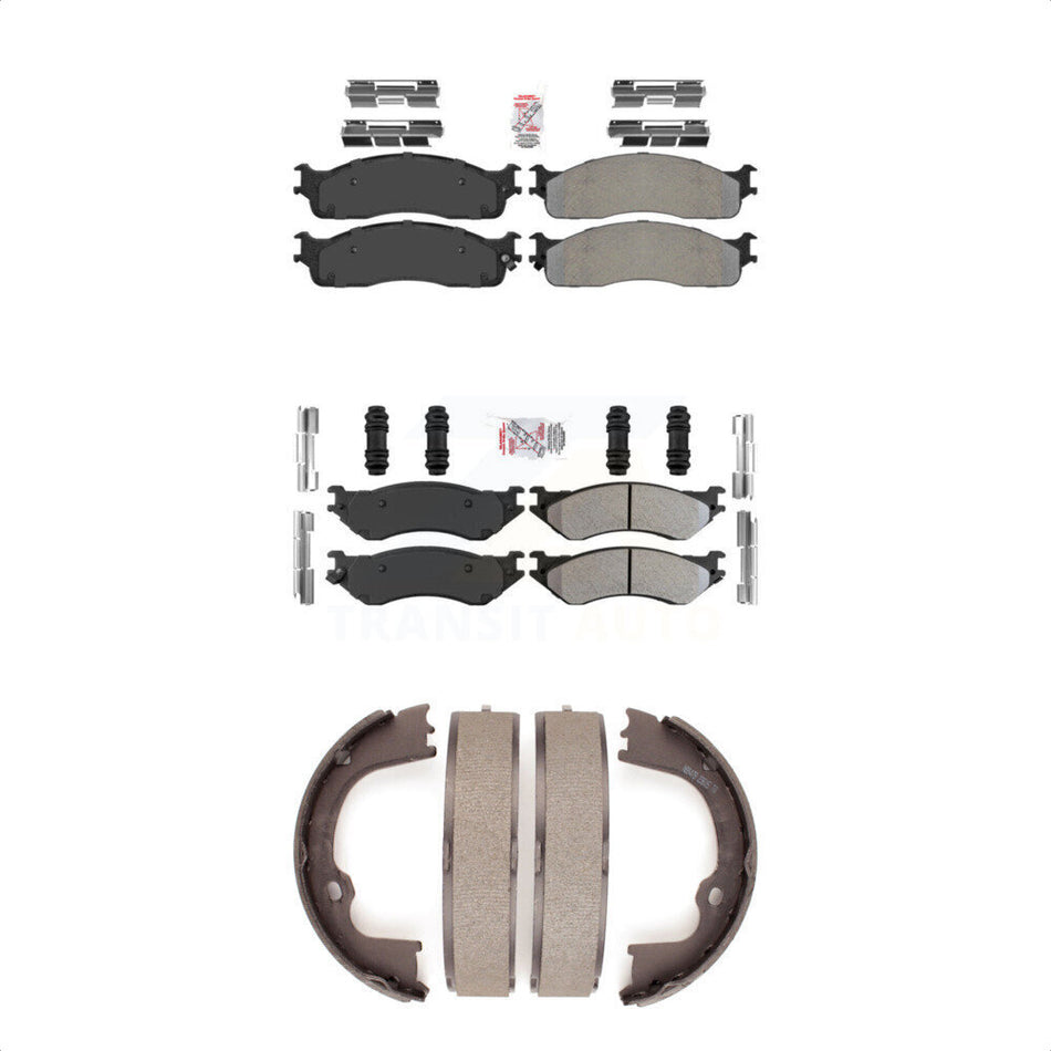 Front Rear Semi-Metallic Disc Brake Pads And Parking Shoes Kit For KNN-100542
