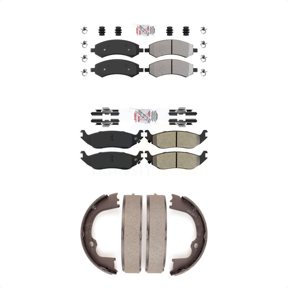 Front Rear Semi-Metallic Disc Brake Pads And Parking Shoes Kit For Ram 1500 KNN-100550