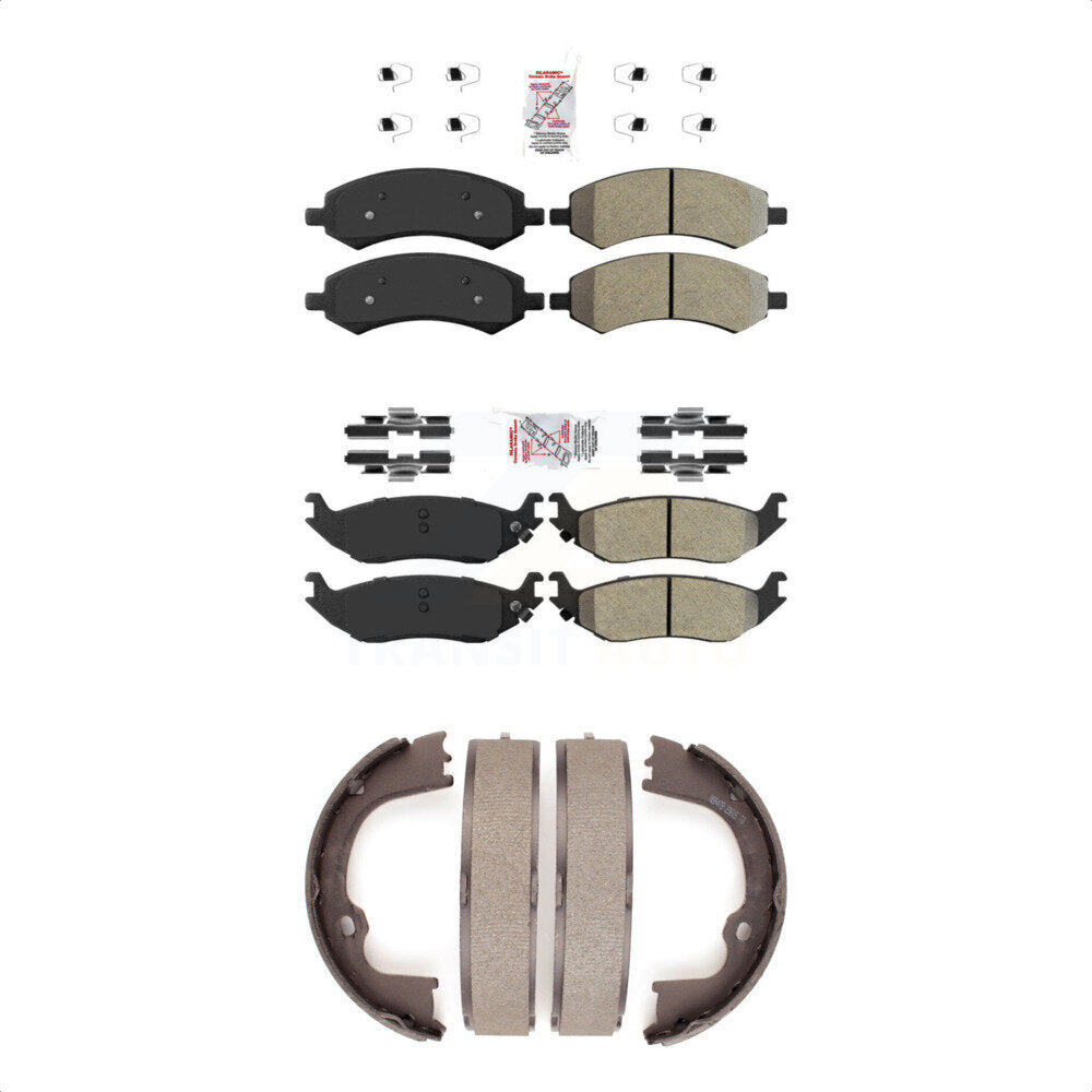 Front Rear Semi-Metallic Disc Brake Pads And Parking Shoes Kit For Ram 1500 KNN-100551