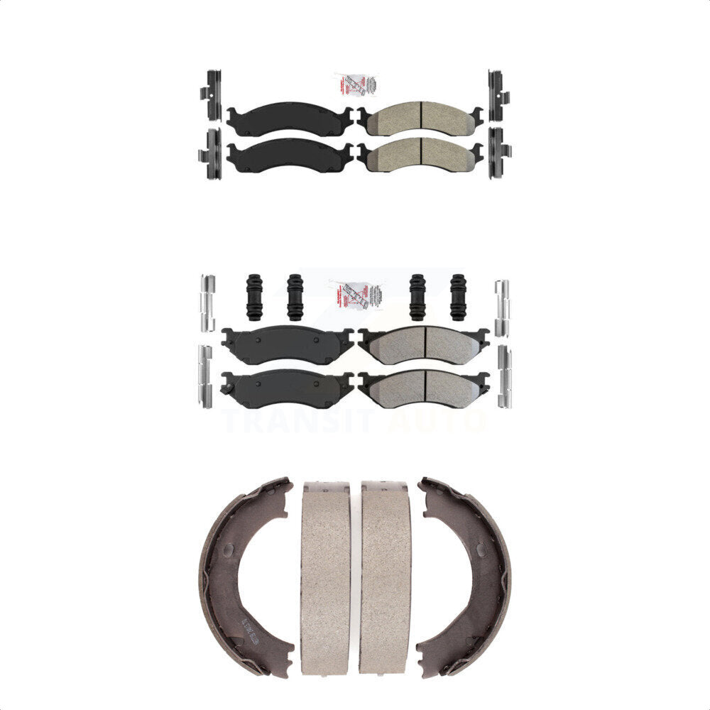 Front Rear Semi-Metallic Disc Brake Pads And Parking Shoes Kit For Dodge Ram KNN-100554