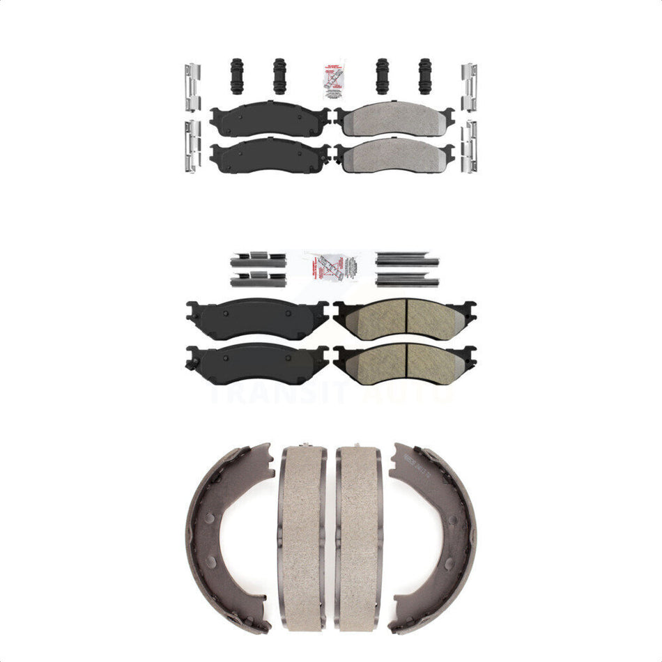 Front Rear Semi-Metallic Disc Brake Pads And Parking Shoes Kit For KNN-100561