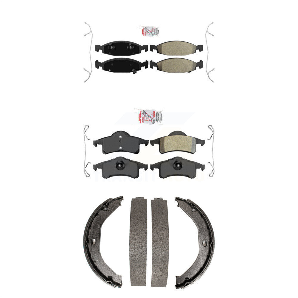 Front Rear Semi-Metallic Disc Brake Pads And Parking Shoes Kit For KNN-100563
