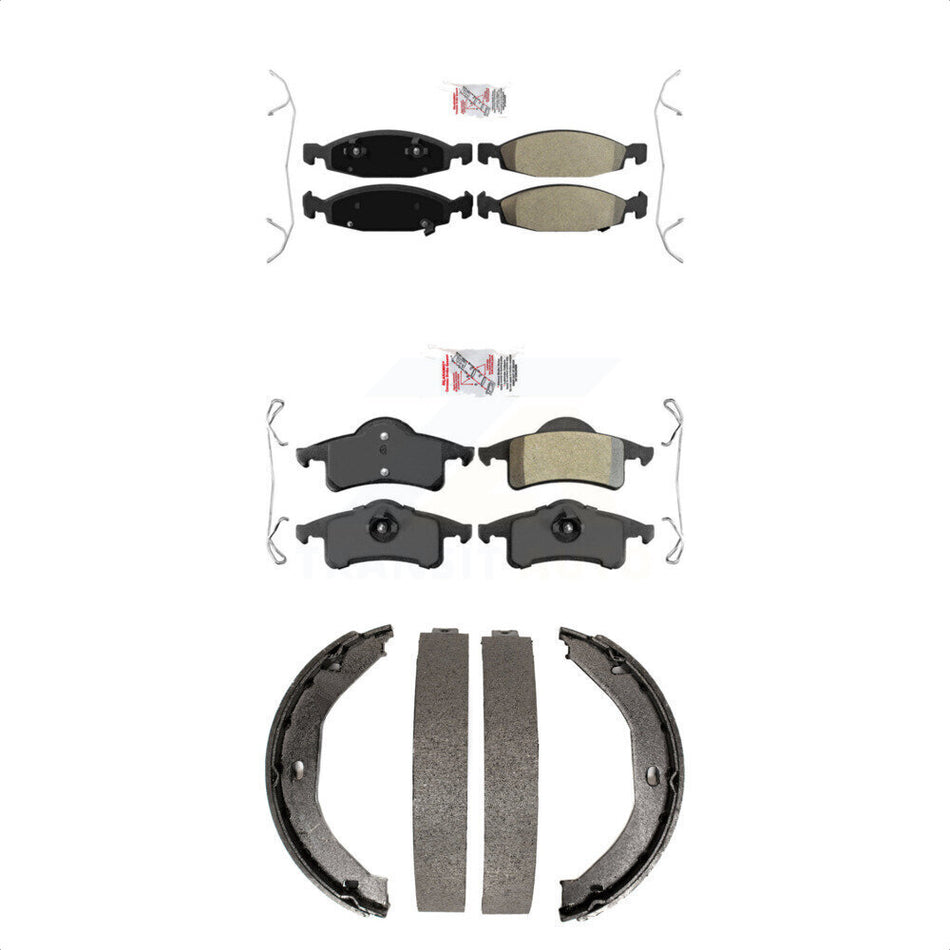 Front Rear Semi-Metallic Disc Brake Pads And Parking Shoes Kit For KNN-100563