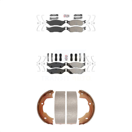 Front Rear Semi-Metallic Disc Brake Pads And Parking Shoes Kit For Ford F-450 KNN-100565