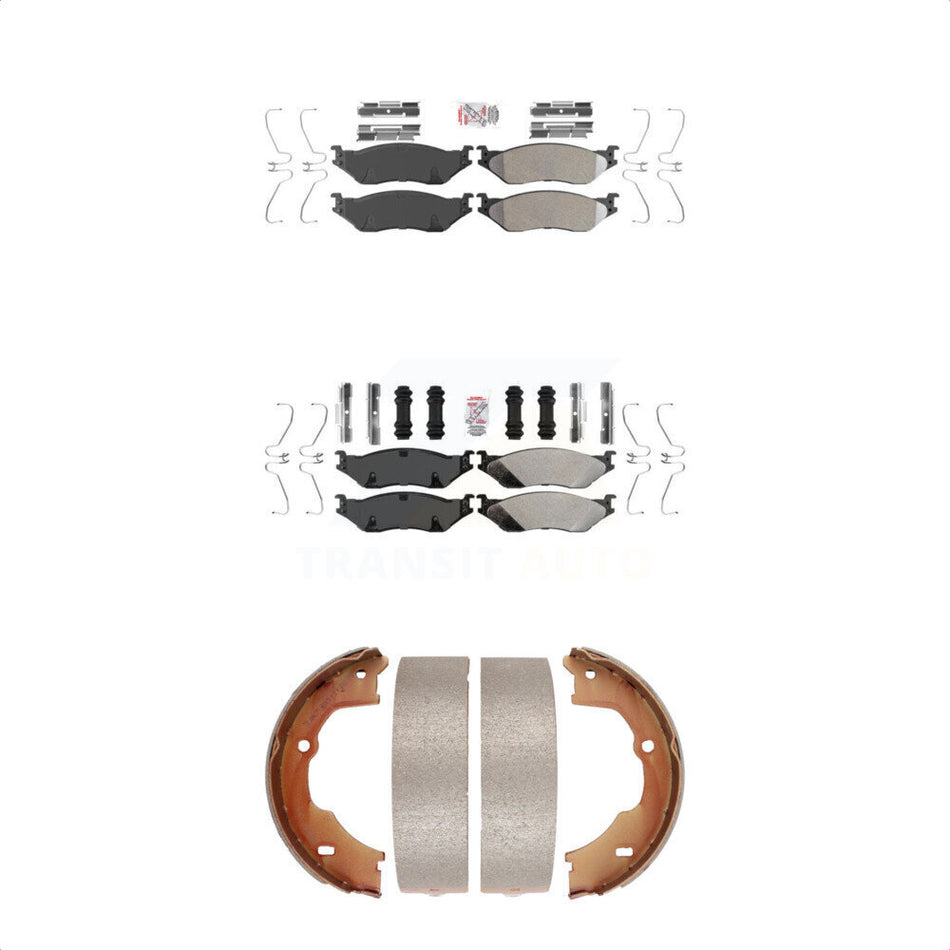 Front Rear Semi-Metallic Disc Brake Pads And Parking Shoes Kit For Ford F-450 KNN-100565