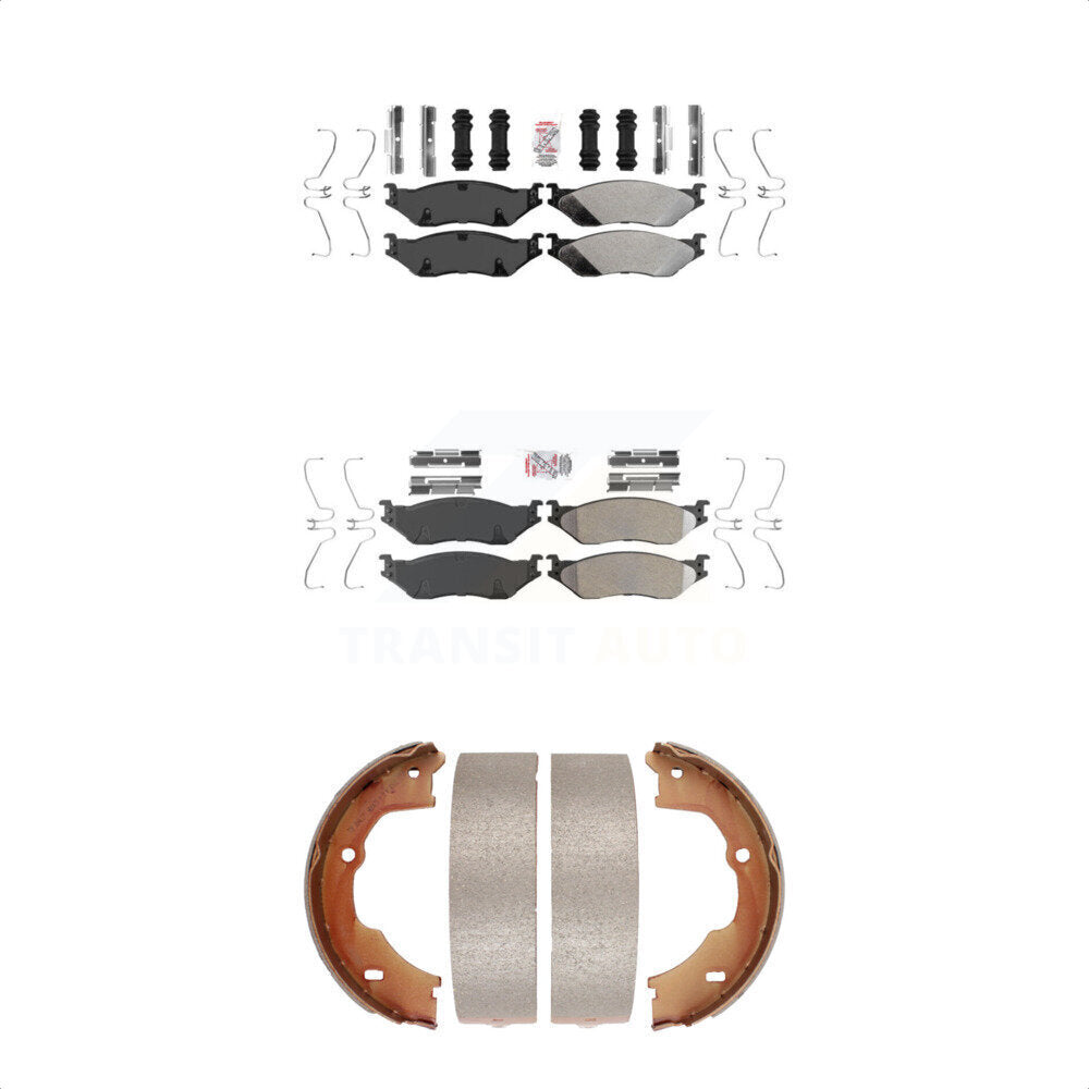 Front Rear Semi-Metallic Disc Brake Pads And Parking Shoes Kit For Ford F-450 KNN-100566