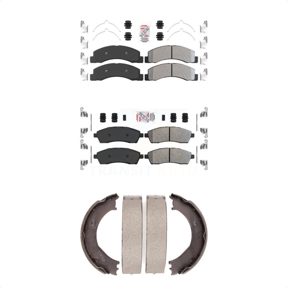 Front Rear Semi-Metallic Disc Brake Pads And Parking Shoes Kit For Ford F-350 KNN-100569