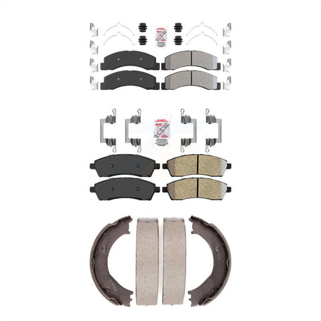 Front Rear Semi-Metallic Disc Brake Pads And Parking Shoes Kit For Ford F-350 KNN-100571
