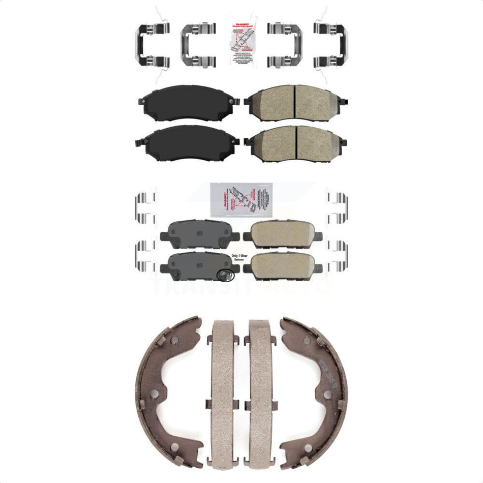 Front Semi-Metallic Rear Ceramic Disc Brake Pads And Parking Shoes Kit For G37 KNN-100583