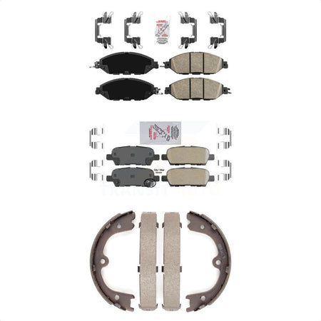 Front Rear Ceramic Disc Brake Pads And Parking Shoes Kit For Nissan Pathfinder KNN-100589
