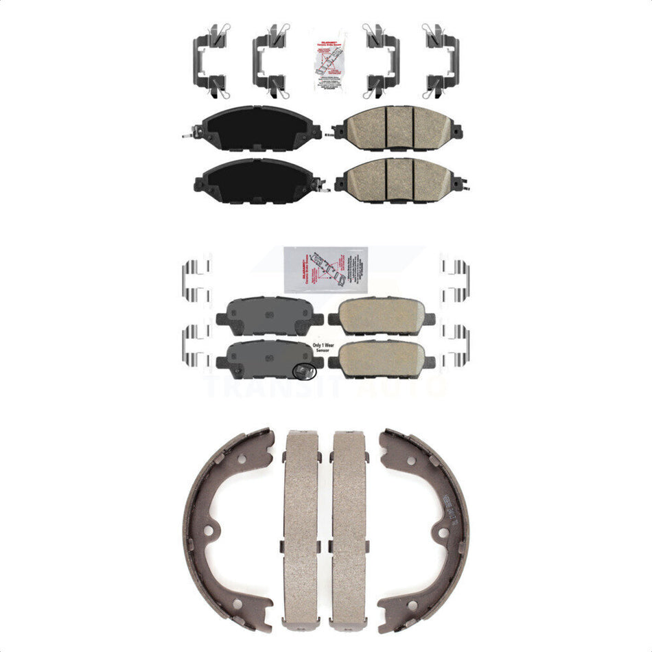 Front Rear Ceramic Disc Brake Pads And Parking Shoes Kit For Nissan Pathfinder KNN-100590