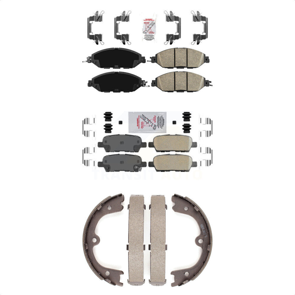 Front Rear Ceramic Disc Brake Pads And Parking Shoes Kit For Nissan Pathfinder KNN-100591
