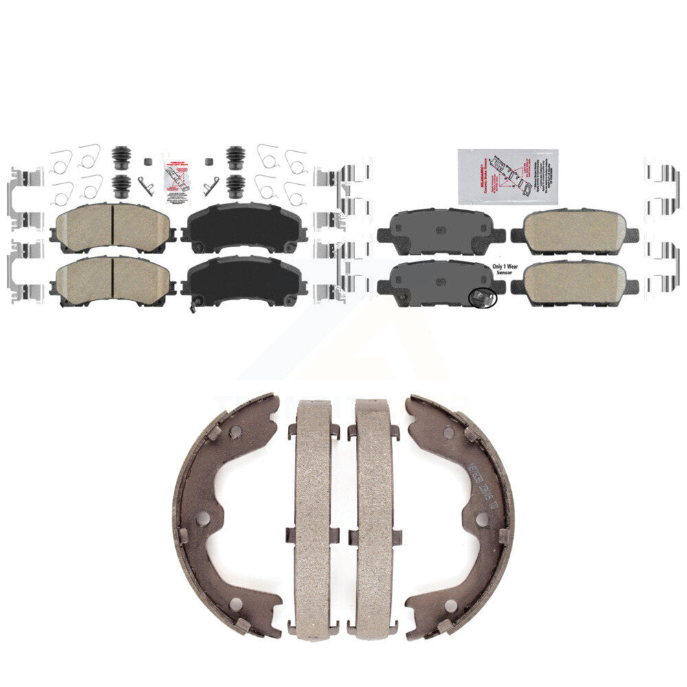 Front Rear Ceramic Disc Brake Pads And Parking Shoes Kit For INFINITI QX50 KNN-100593