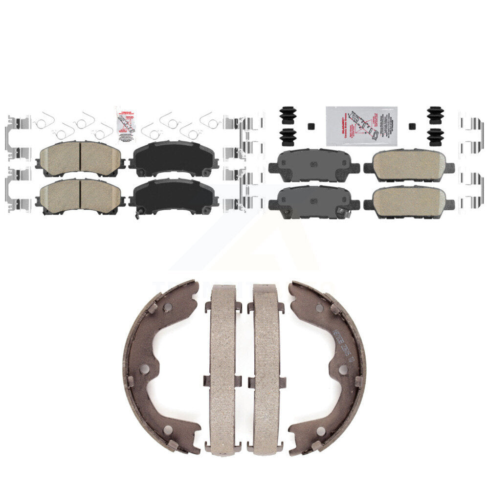 Front Rear Ceramic Disc Brake Pads And Parking Shoes Kit For INFINITI QX50 KNN-100596