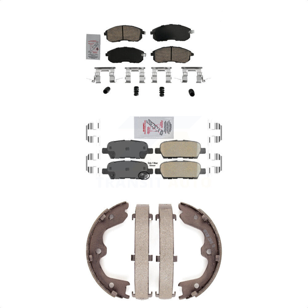Front Rear Ceramic Disc Brake Pads And Parking Shoes Kit For Nissan Altima G35 KNN-100601