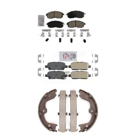 Front Rear Ceramic Disc Brake Pads And Parking Shoes Kit For Nissan Altima G35 KNN-100601