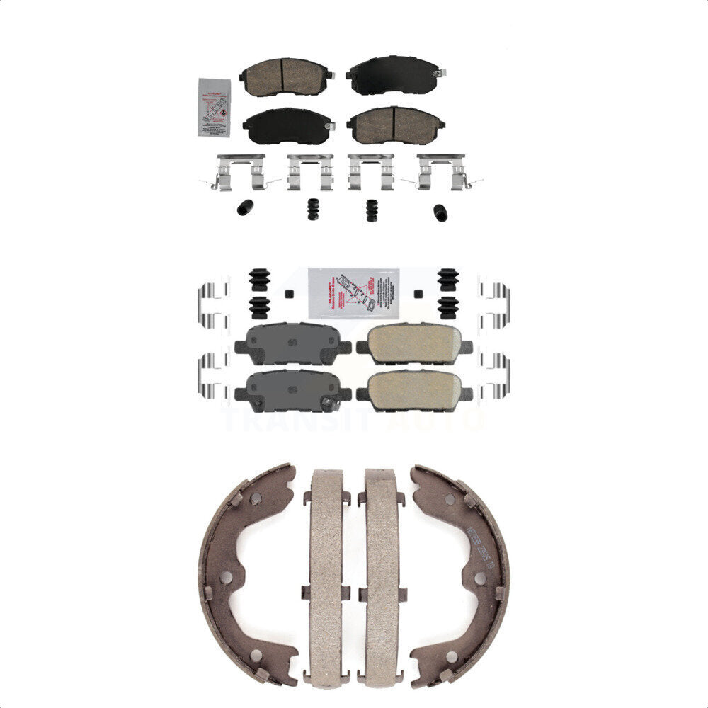 Front Rear Ceramic Disc Brake Pads And Parking Shoes Kit For Nissan Altima G35 KNN-100604