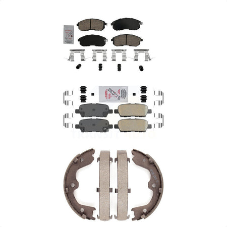 Front Rear Ceramic Disc Brake Pads And Parking Shoes Kit For Nissan Altima G35 KNN-100604