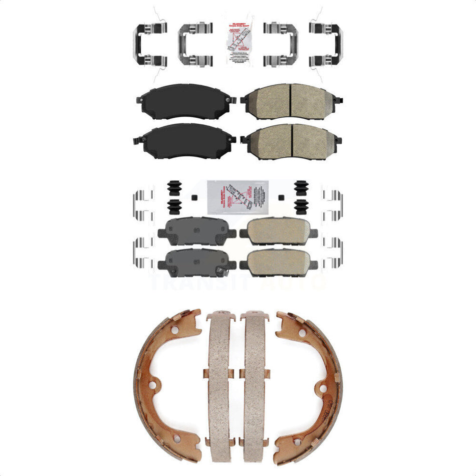 Front Semi-Metallic Rear Ceramic Disc Brake Pads And Parking Shoes Kit For KNN-100615