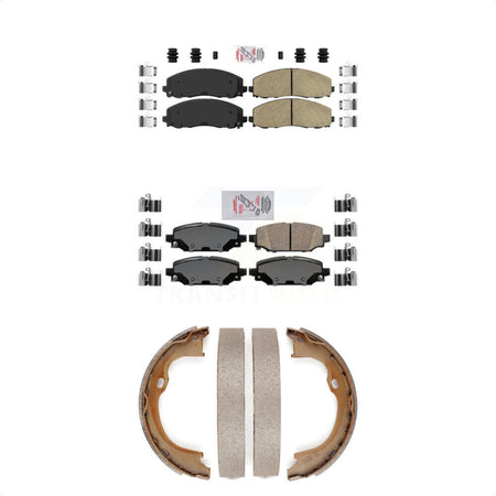 Front Rear Ceramic Disc Brake Pads And Parking Shoes Kit For Jeep Wrangler KNN-100623