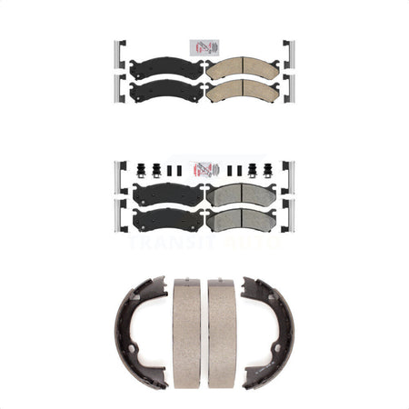 Front Ceramic Rear Semi-Metallic Disc Brake Pads And Parking Shoes Kit For GMC KNN-100630