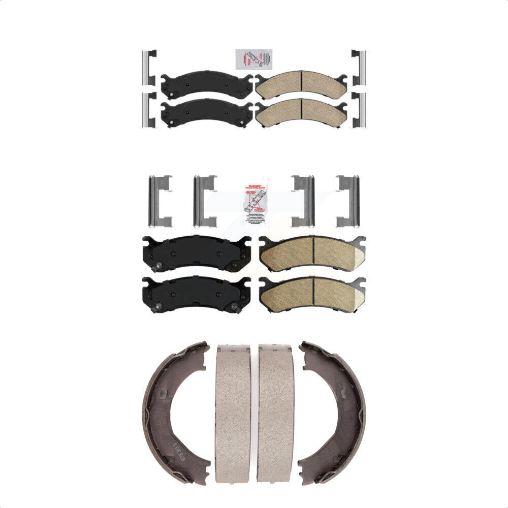 Front Rear Ceramic Disc Brake Pads And Parking Shoes Kit For Chevrolet GMC HD KNN-100632