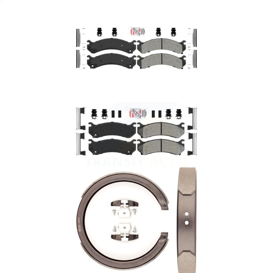 Front Rear Semi-Metallic Disc Brake Pads And Parking Shoes Kit For GMC Sierra KNN-100641