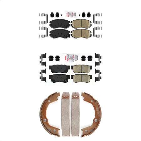 Front Rear Ceramic Disc Brake Pads And Parking Shoes Kit For Hyundai Elantra KNN-100653