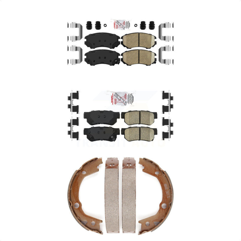 Front Rear Ceramic Disc Brake Pads And Parking Shoes Kit For Hyundai Elantra KNN-100657