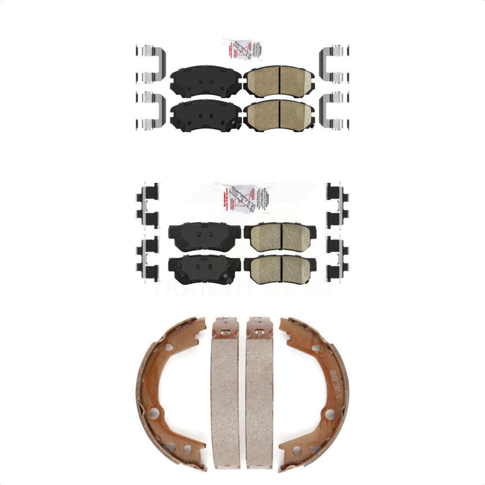 Front Rear Ceramic Disc Brake Pads And Parking Shoes Kit For Hyundai Elantra KNN-100658