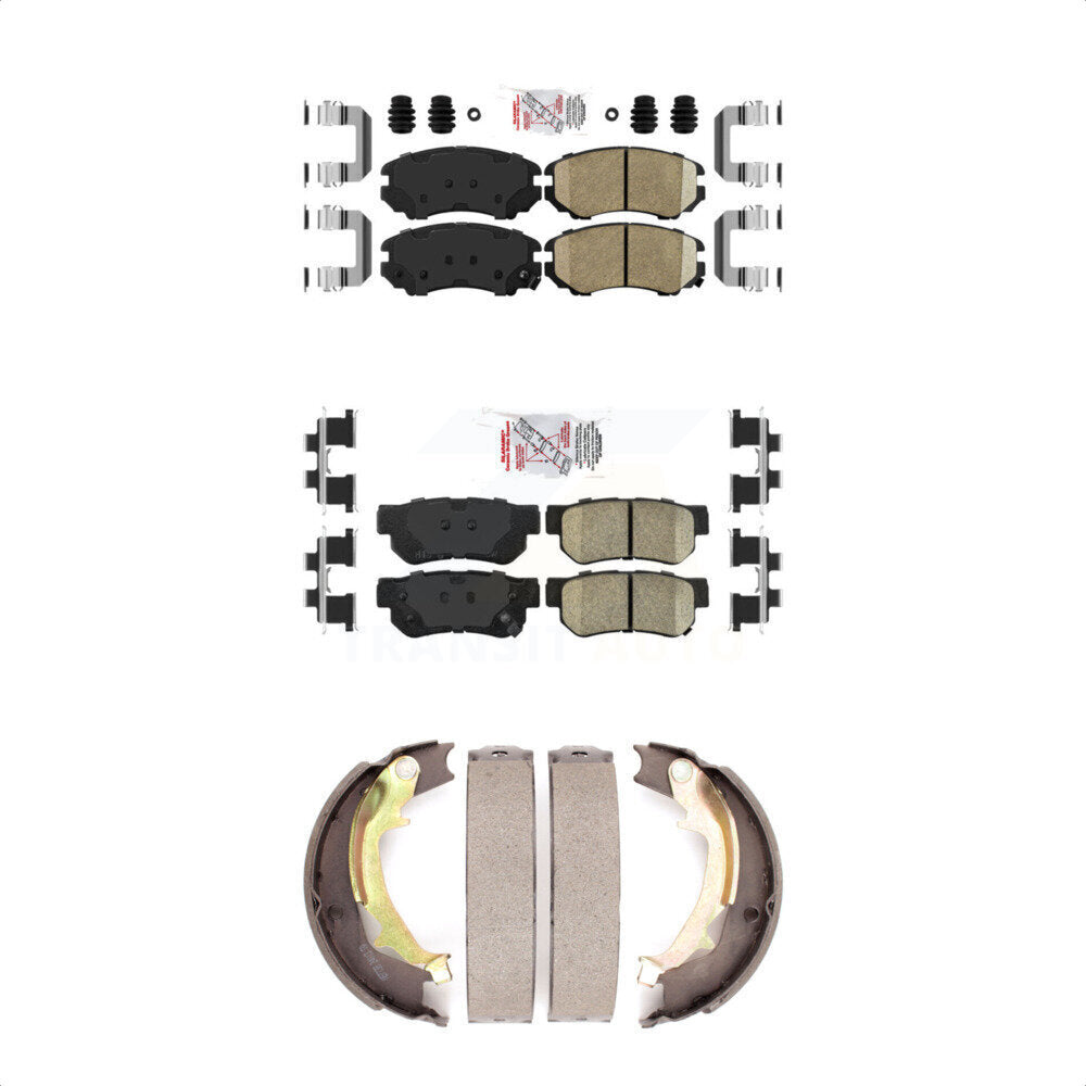 Front Rear Ceramic Disc Brake Pads And Parking Shoes Kit For Hyundai Tucson KNN-100659