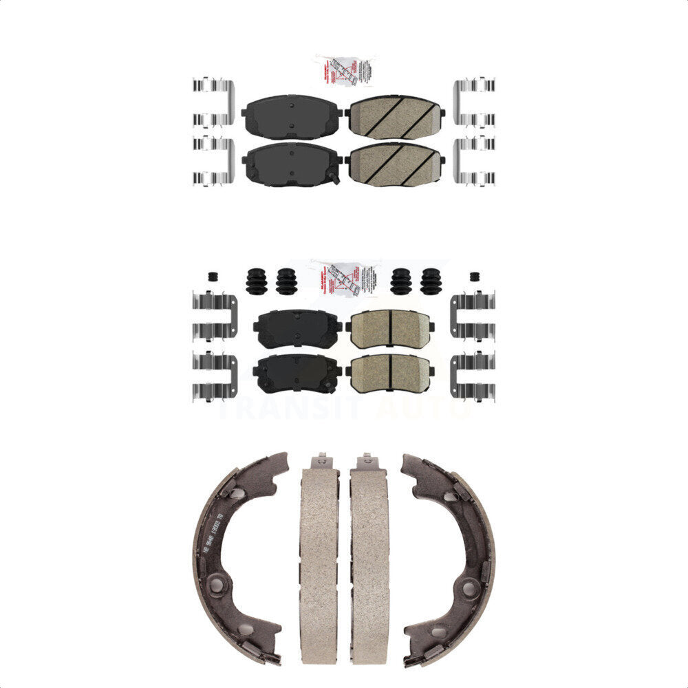 Front Rear Ceramic Disc Brake Pads And Parking Shoes Kit For Hyundai Elantra KNN-100673