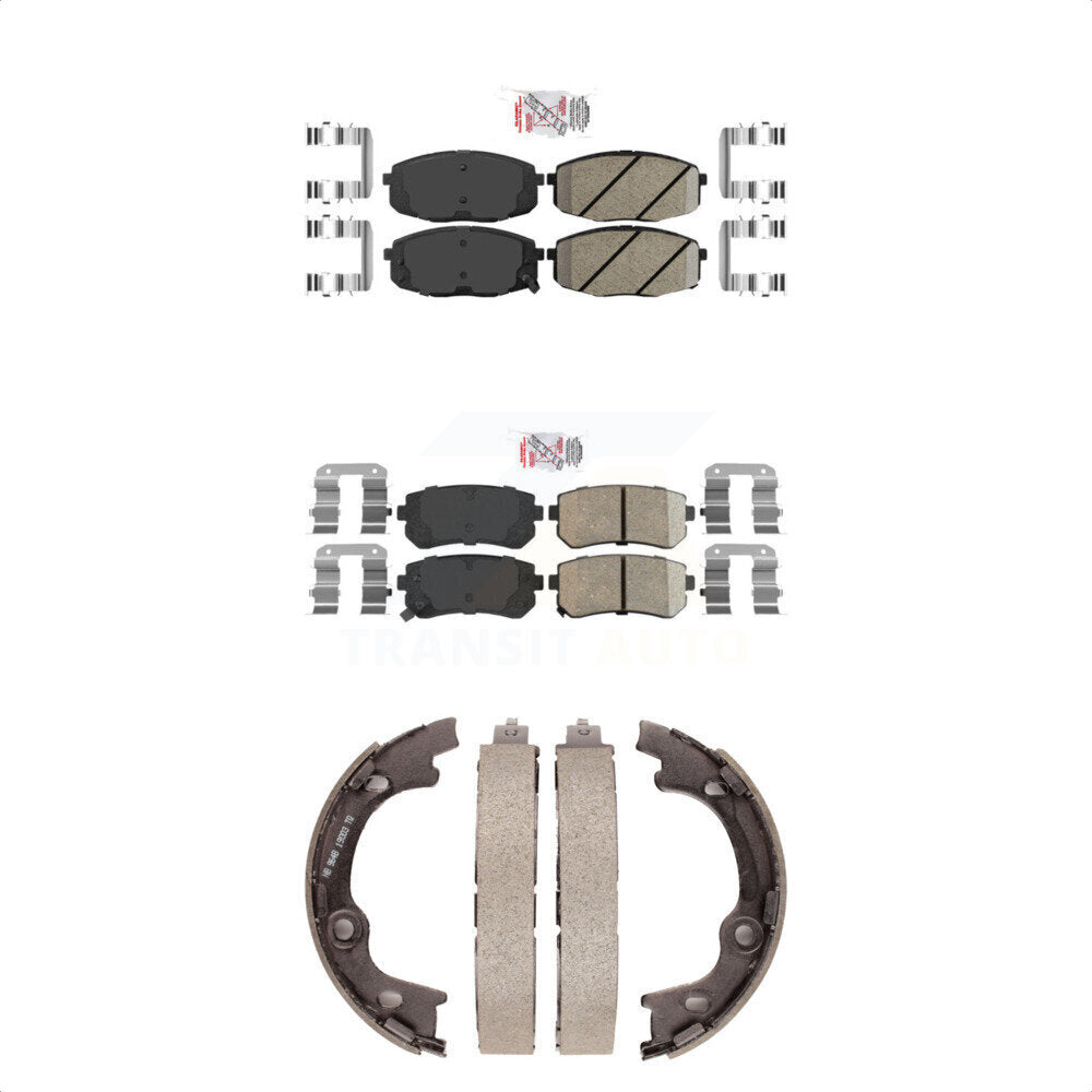 Front Rear Ceramic Disc Brake Pads And Parking Shoes Kit For Hyundai Elantra KNN-100675