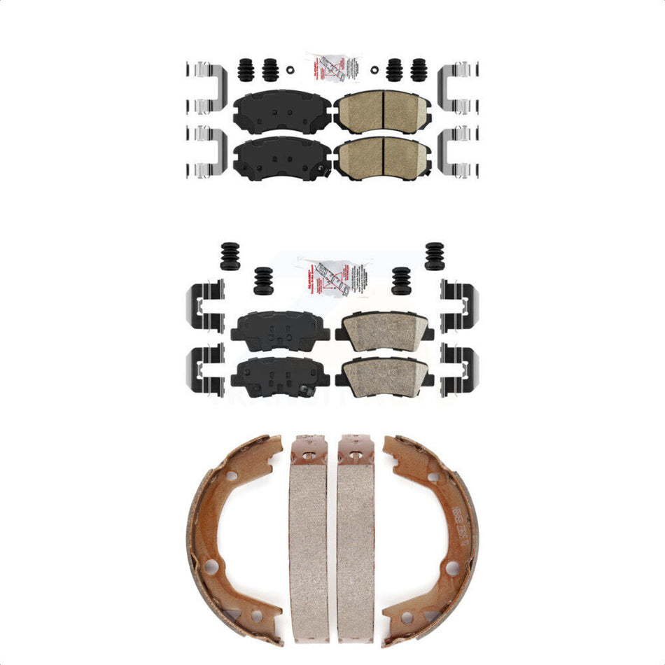 Front Rear Ceramic Disc Brake Pads And Parking Shoes Kit For Hyundai Elantra KNN-100677