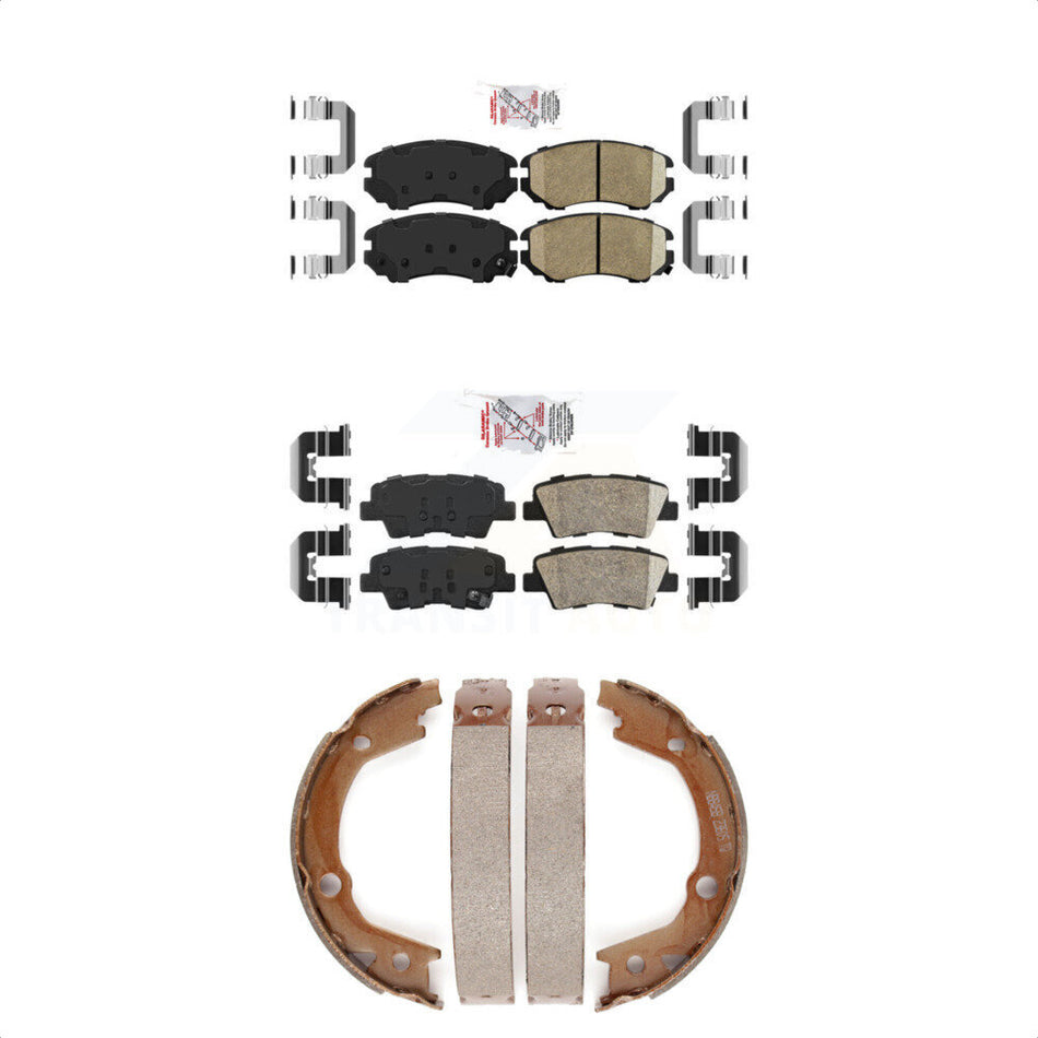 Front Rear Ceramic Disc Brake Pads And Parking Shoes Kit For Hyundai Elantra KNN-100680