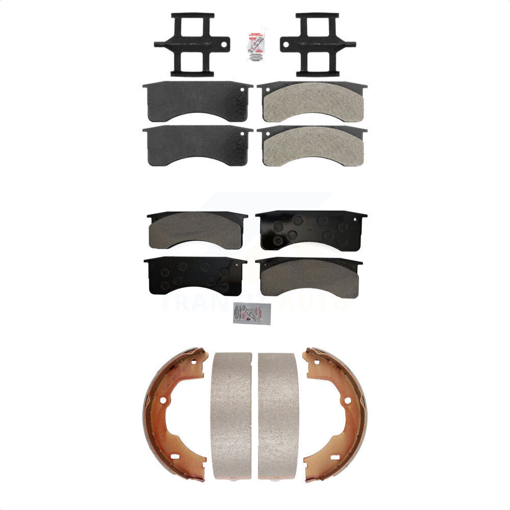 Front Rear Semi-Metallic Disc Brake Pads And Parking Shoes Kit For GMC C5500 KNN-100684