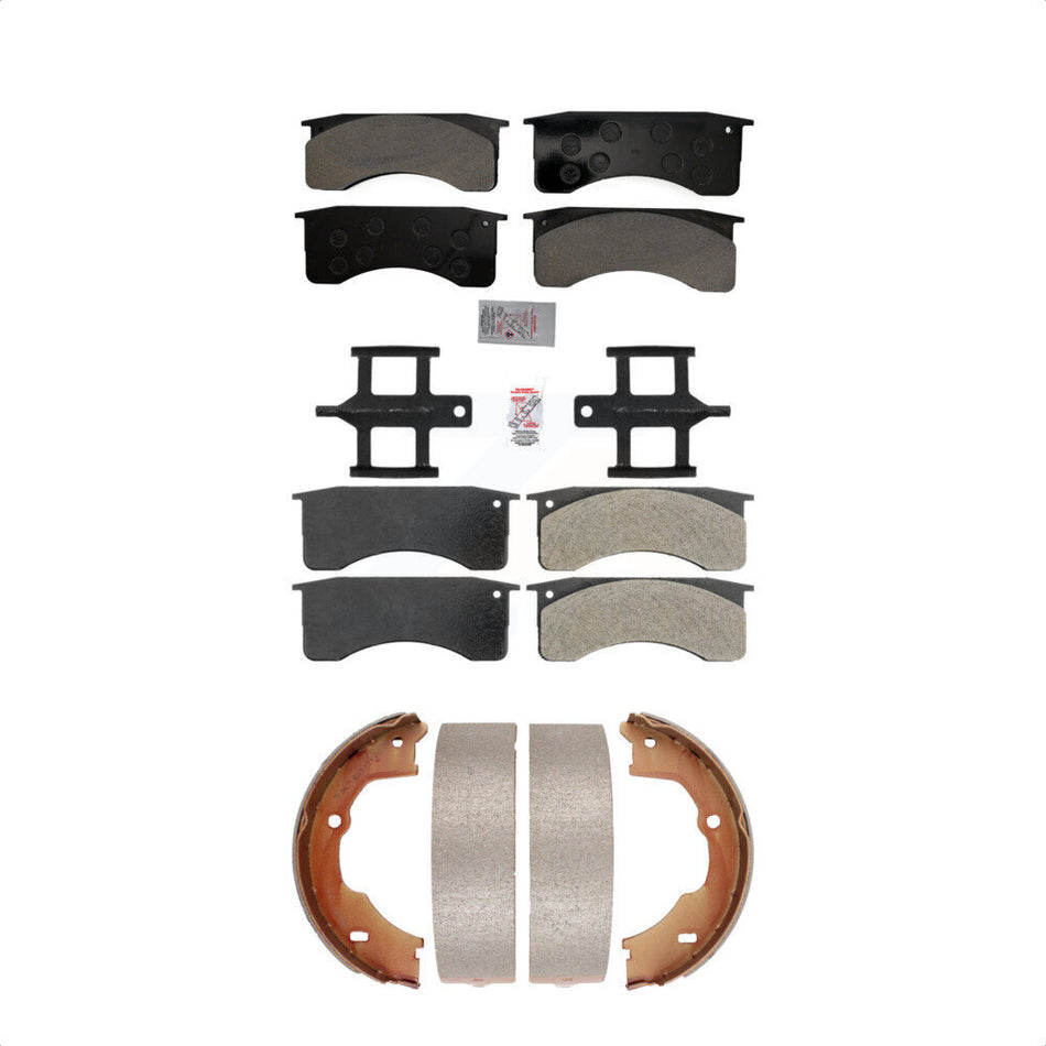 Front Rear Semi-Metallic Disc Brake Pads And Parking Shoes Kit For GMC C5500 KNN-100685