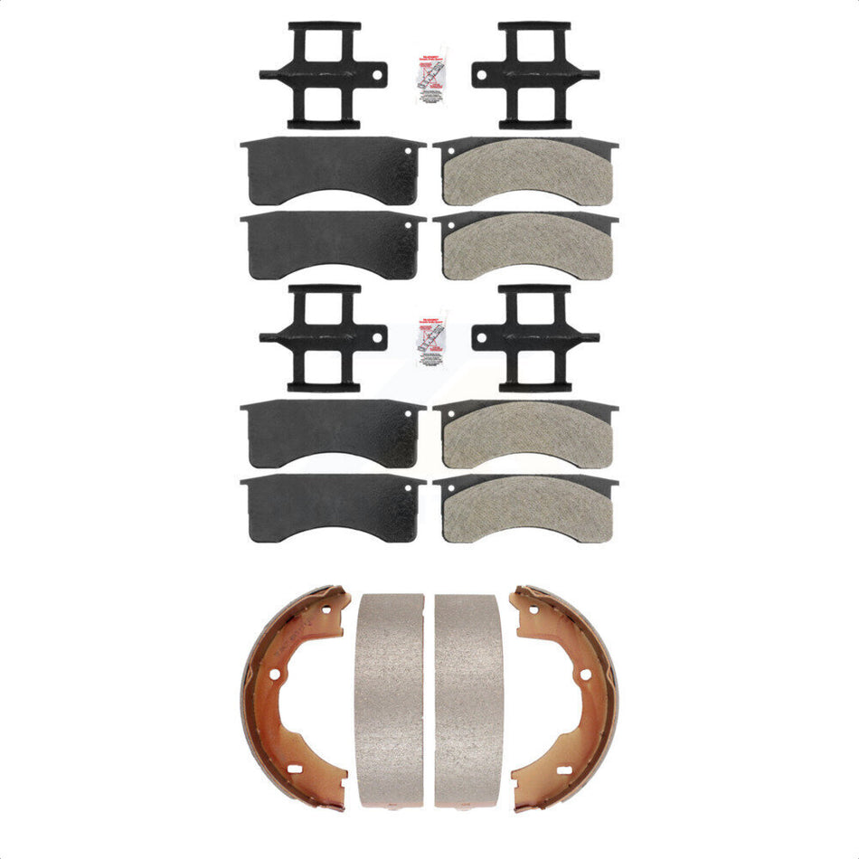 Front Rear Semi-Metallic Disc Brake Pads And Parking Shoes Kit For GMC C5500 KNN-100686