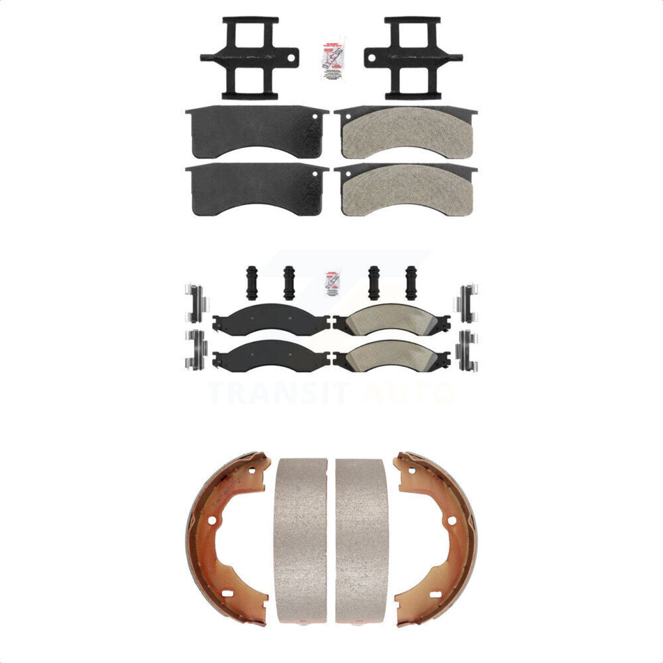 Front Rear Semi-Metallic Disc Brake Pads And Parking Shoes Kit For GMC C4500 KNN-100688