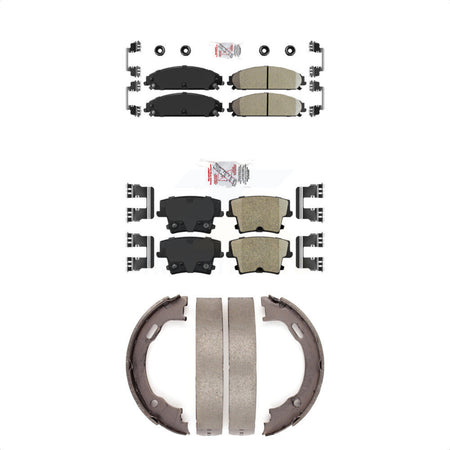 Front Rear Ceramic Disc Brake Pads And Parking Shoes Kit For Dodge Chrysler KNN-100698
