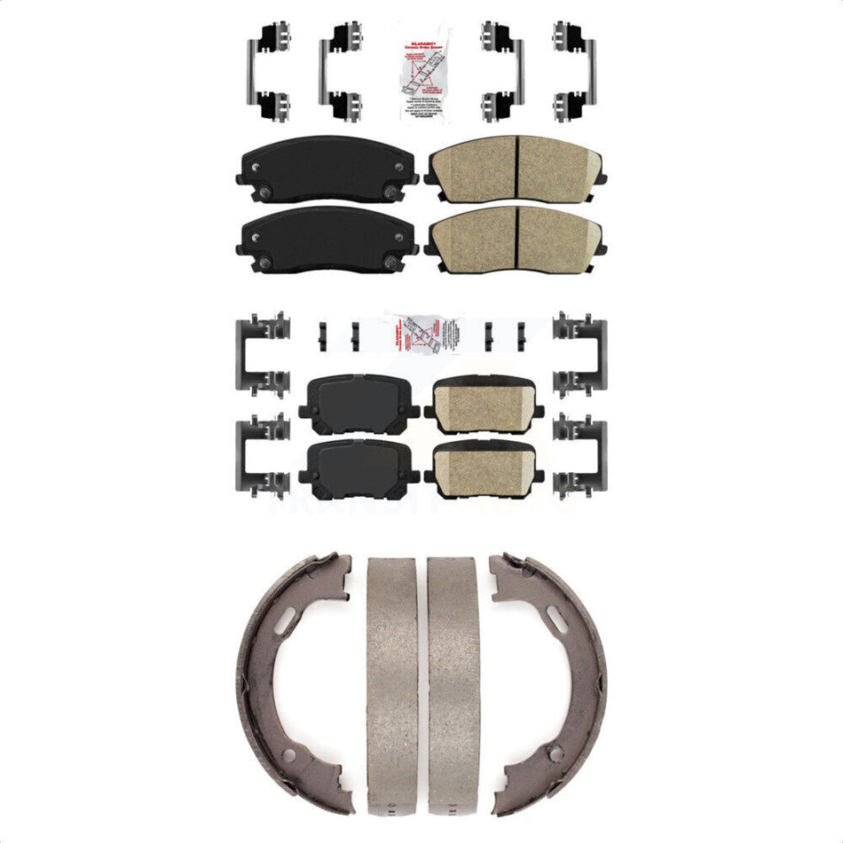 Front Rear Ceramic Disc Brake Pads And Parking Shoes Kit For Dodge Charger KNN-100705
