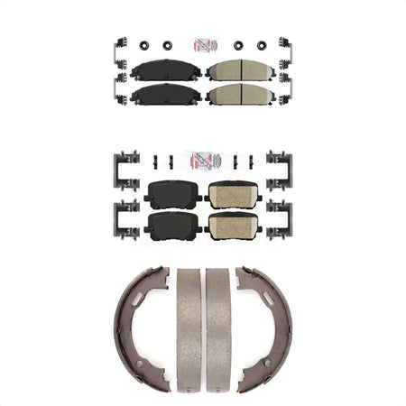 Front Rear Ceramic Disc Brake Pads And Parking Shoes Kit For Dodge Charger KNN-100706