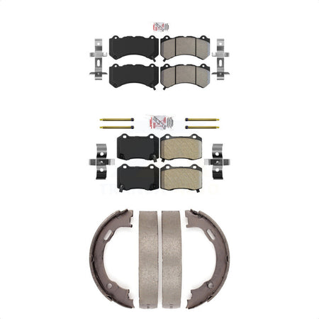 Front Rear Semi-Metallic Disc Brake Pads And Parking Shoes Kit For Dodge KNN-100709