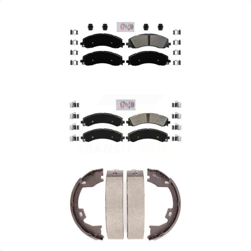 Front Rear Semi-Metallic Disc Brake Pads And Parking Shoes Kit For Ram 3500 KNN-100710